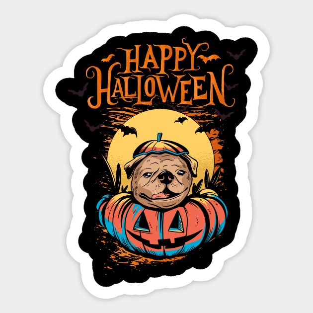 Halloween Happy Halloween Funny Pug Costume Sticker by Pummli